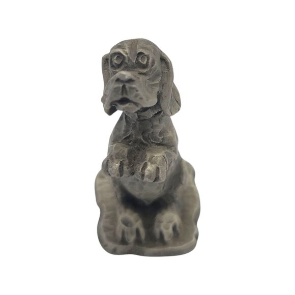 Vintage 1975 Hallmark Little Gallery Fine Pewter Hound Dog Figurine Kraczkowski - Picture 10 of 11